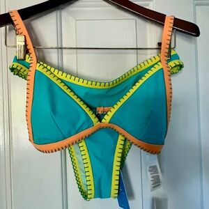 NWT two piece CUPSHE Neon crochet accent bikini set size SMALL